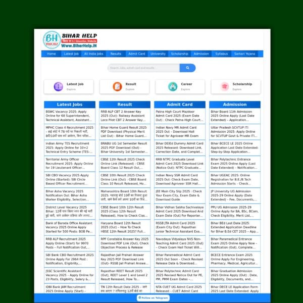Bihar Help – Sarkari Job Website Templates