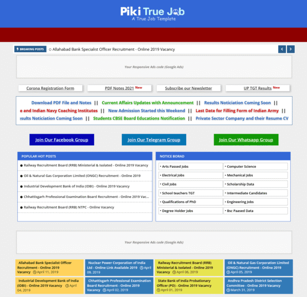 Piki True Job Blogger Template